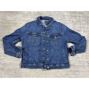 Vintage Lee Jean Jacket Womens Medium Blue Move Dark Wash Cropped‎ Cotton USA